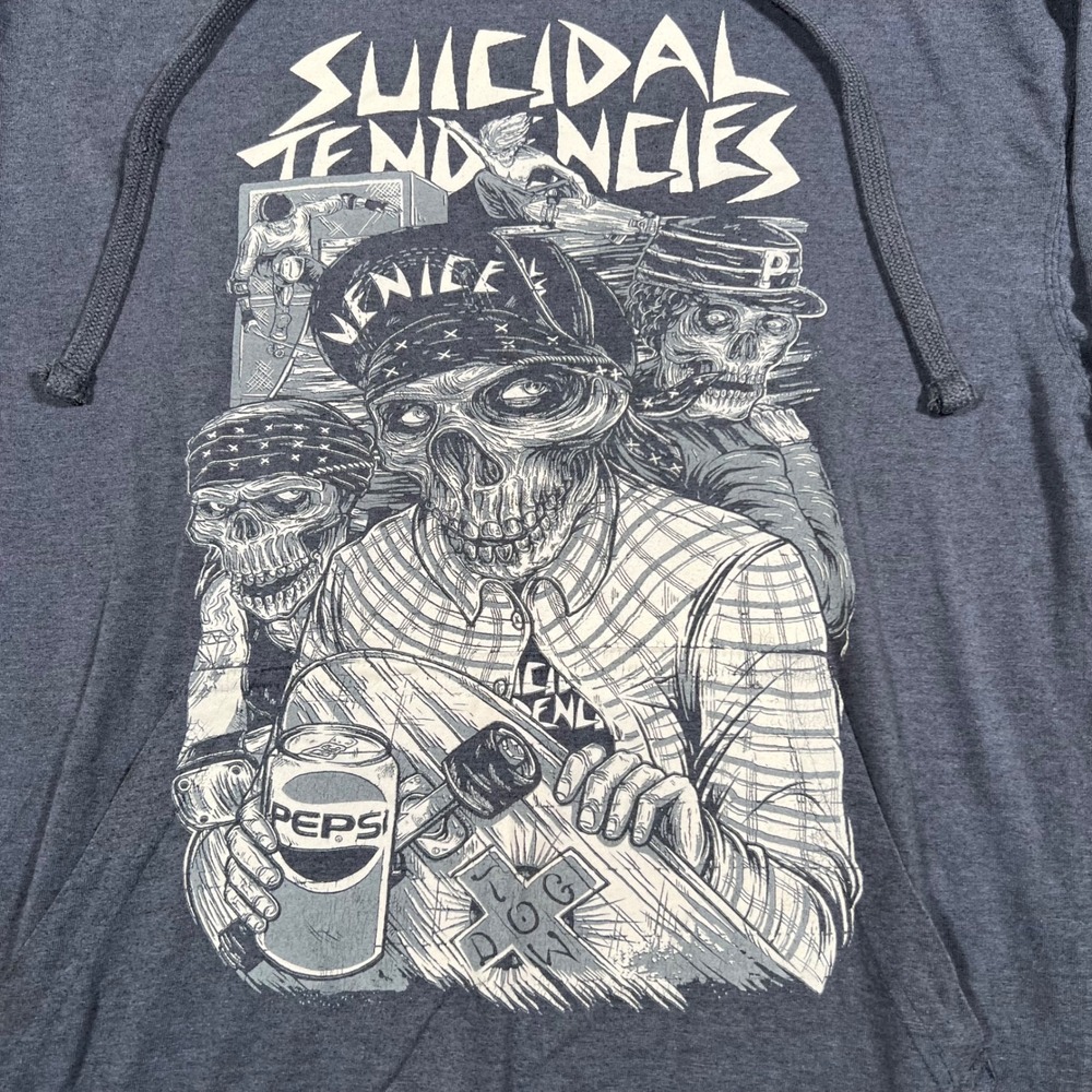 Suicidal Tendencies Hoodie Medium Blue Gray Venice Skeleton Pepsi Dogtown Skater - Picture 3 of 7